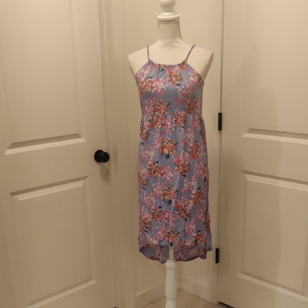 OLD NAVY Multicolored Floral Girls Sz 14 Floral Halter Dress in Purple and Pink
